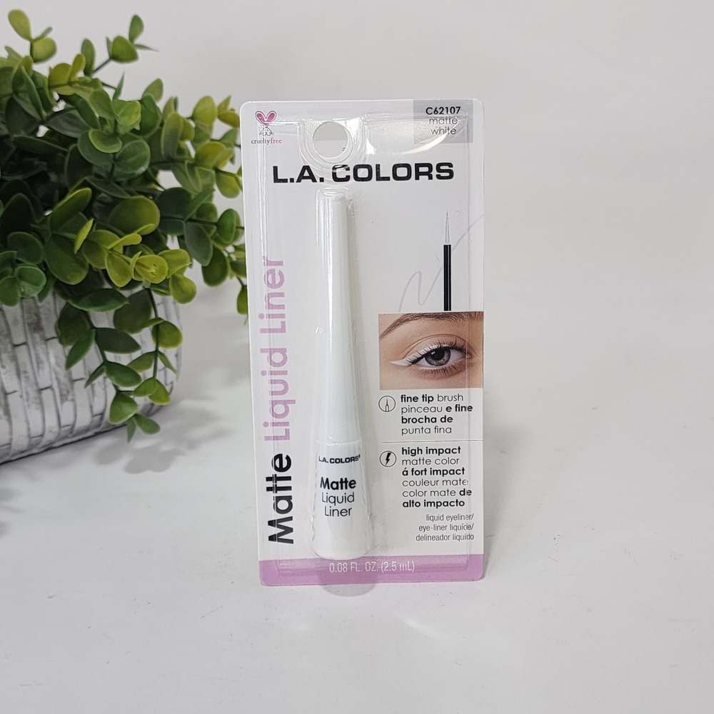L.A. COLORS Liquid Eyeliner Matte White C62107 ~ Fine Tip Brush ~ New